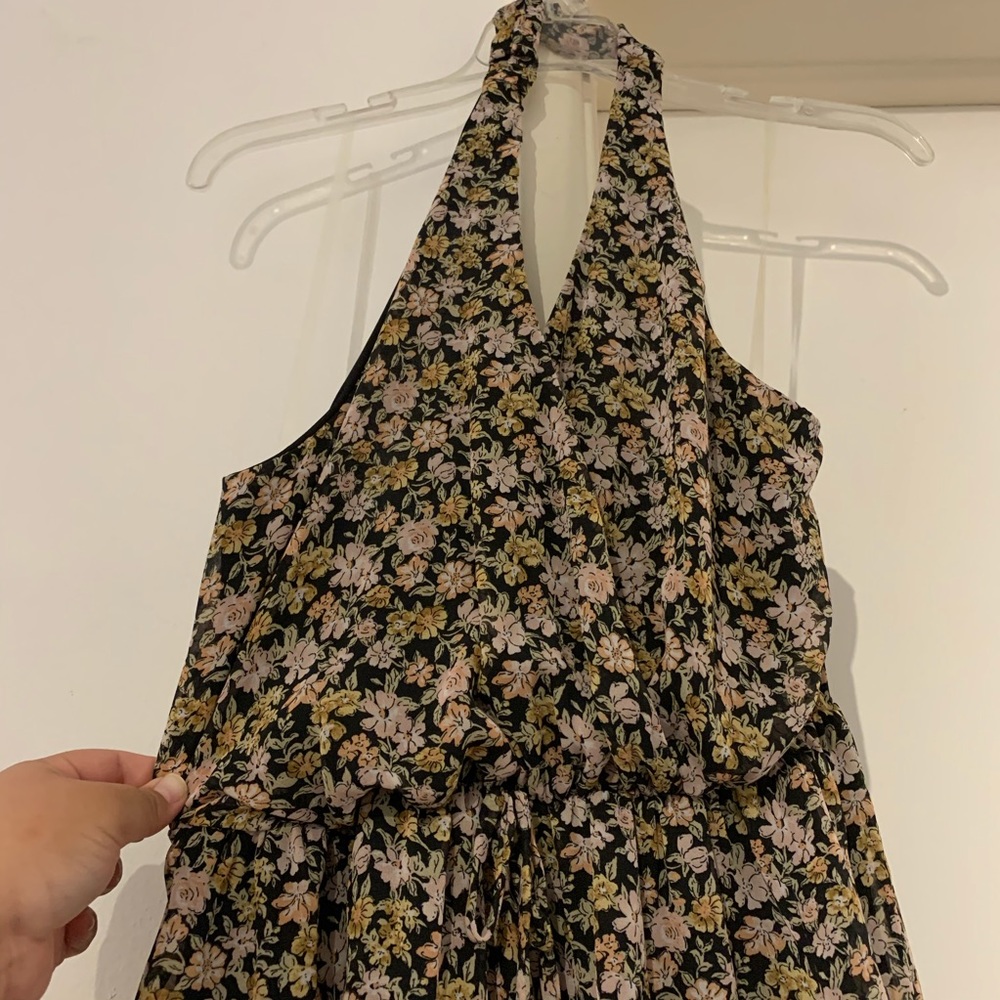Floral halter hi-low dress